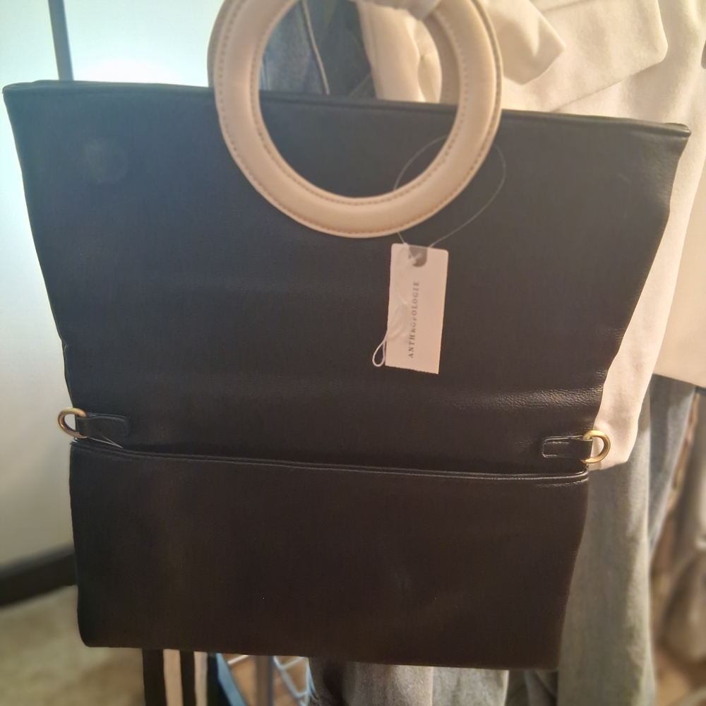 Anthropologie Black and Cream Clutch